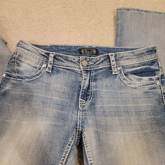 Shyanne Bootcut Western Low Rise Denim Jeans Rhinestone Embellished 32x27 - Picture 10 of 10